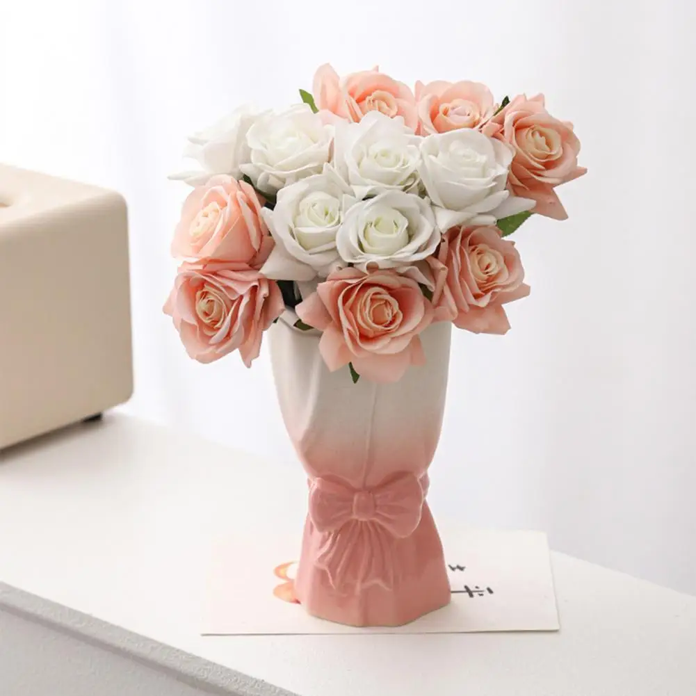 Ribbon Bow Ceramic Tabletop Flower Vase - Image 5