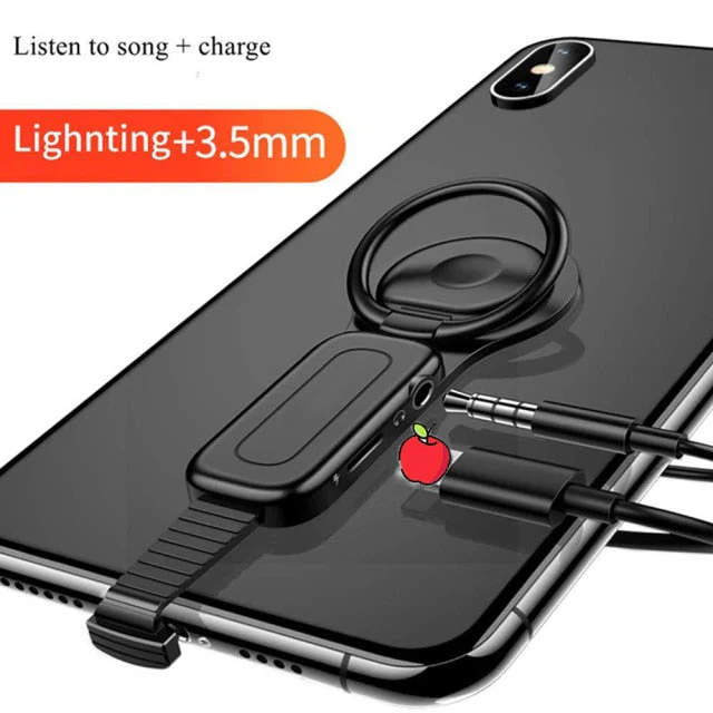 Ring Holder 2 in 1 For iPhone Aux Cable Converter - Image 5