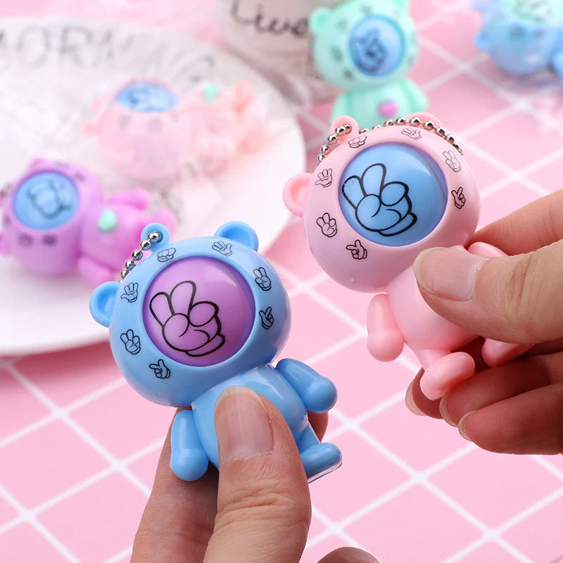 Rock Paper Scissors Bear Toy Keychain - Image 2