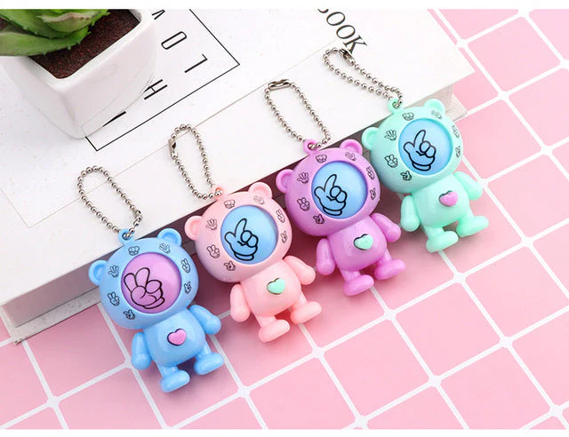 Rock Paper Scissors Bear Toy Keychain - Image 3