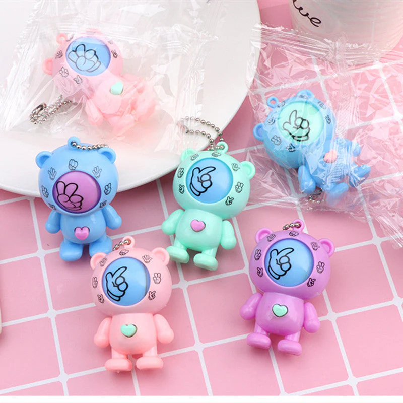 Rock Paper Scissors Bear Toy Keychain - Image 4