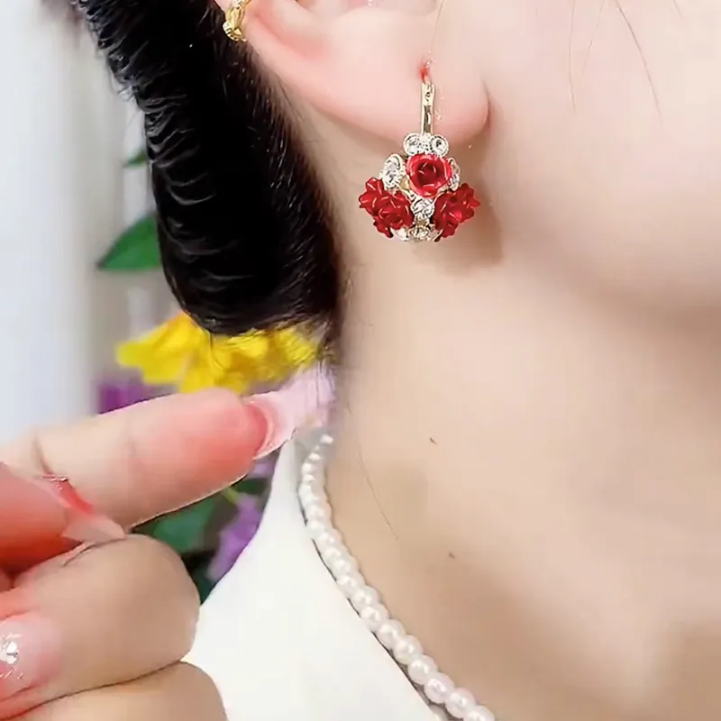 Rose Romance Stylish Zircon Earrings - Image 4