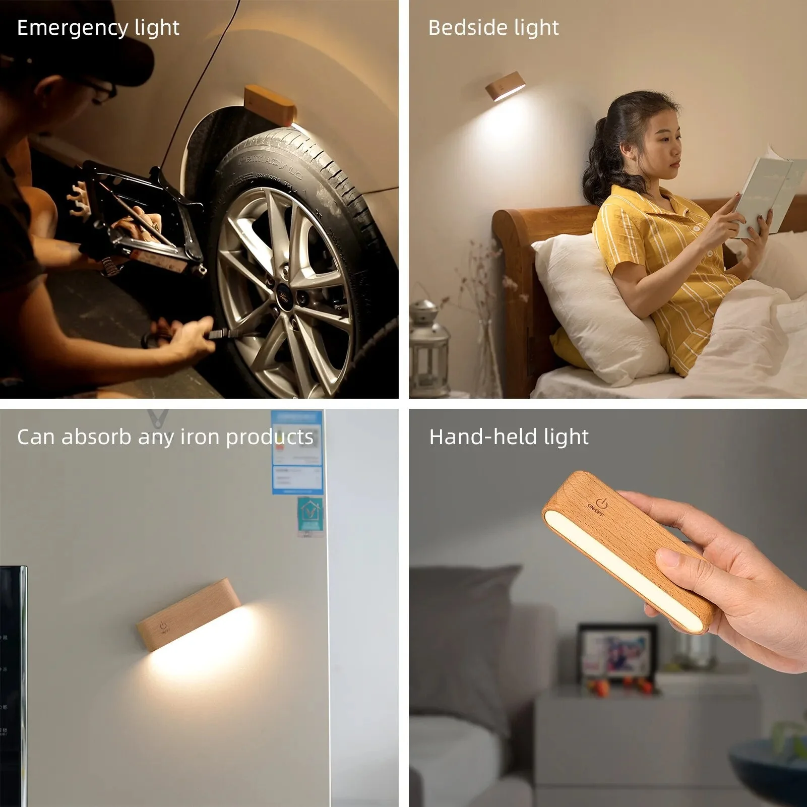 Rotatable Magnetic Wooden Rechargeable LED Night Lamp - Image 6