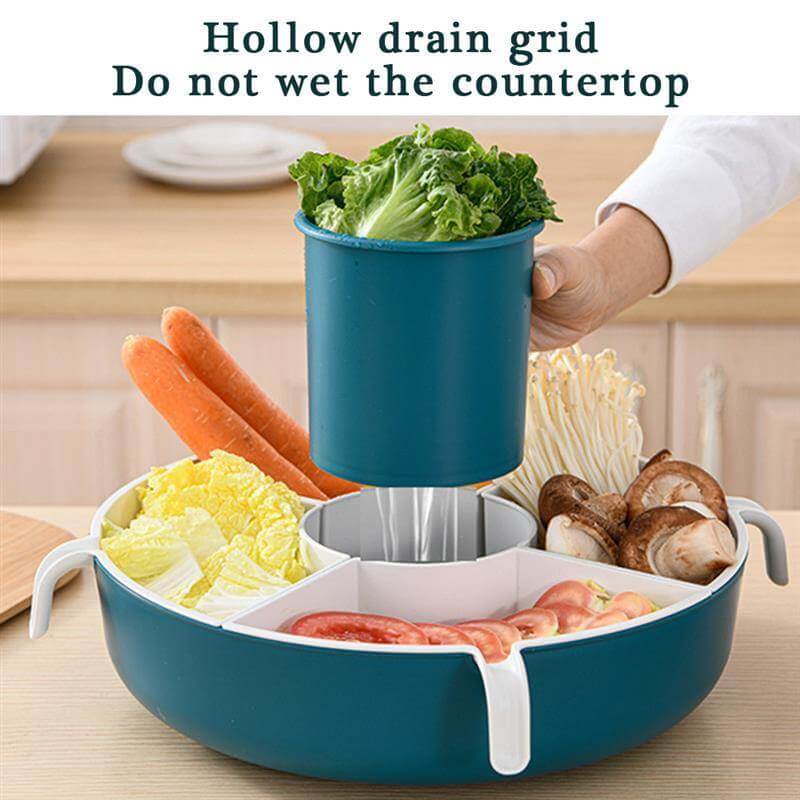 Rotatable Vegetable Drain Basket Serving Tray - Image 3