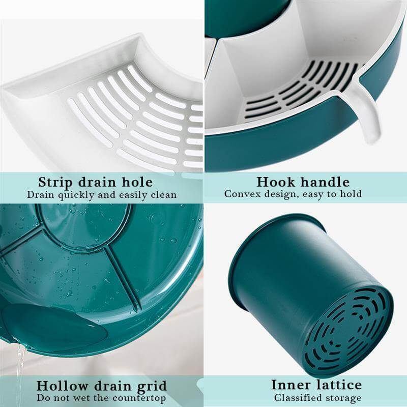 Rotatable Vegetable Drain Basket Serving Tray - Image 4