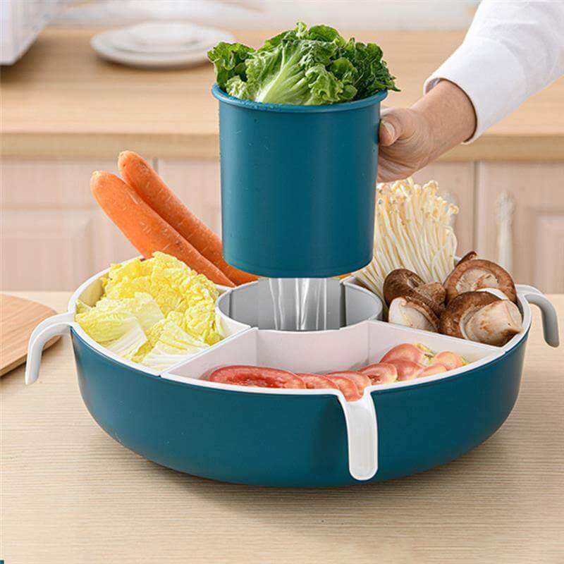 Rotatable Vegetable Drain Basket Serving Tray - Image 6