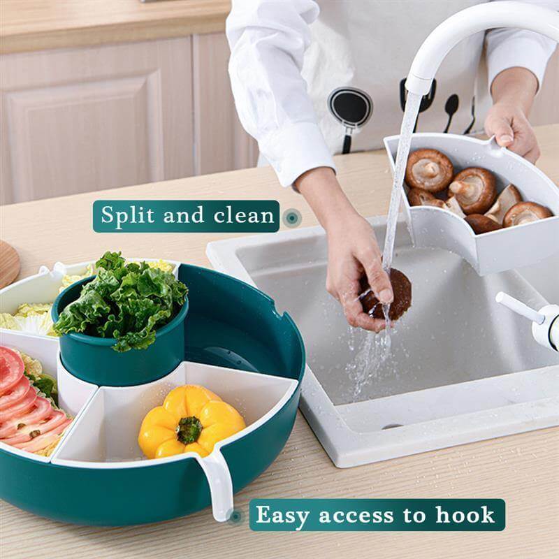 Rotatable Vegetable Drain Basket Serving Tray - Image 7
