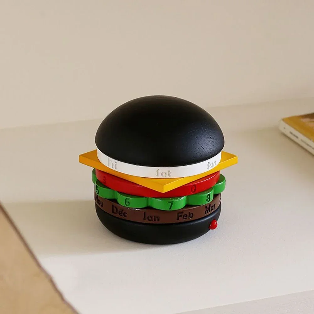Rotating Wooden Hamburger Decorative Calender - Image 8