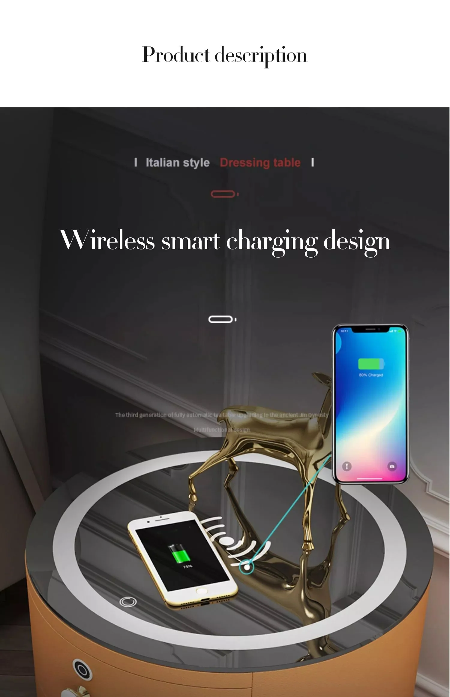 Round Smart Wireless Charging Bedside Table - Image 6