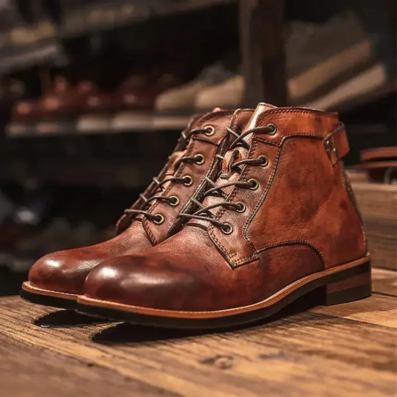 Round Toe Casual Ankle Vintage Men Boots - Image 2