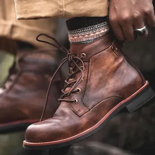 Round Toe Casual Ankle Vintage Men Boots - Image 4