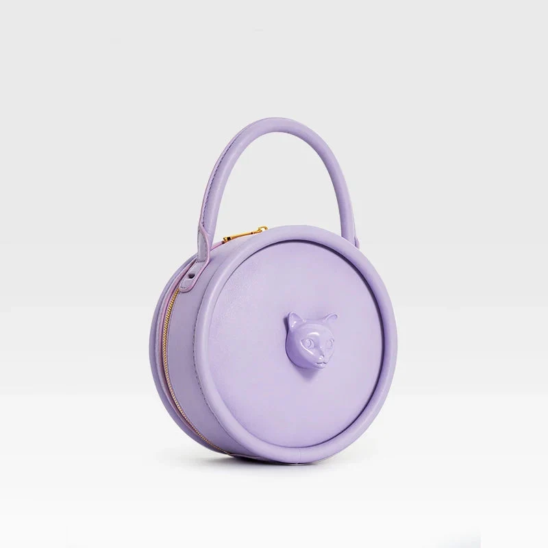 Roundabout Catface Leather Handbag - Image 4
