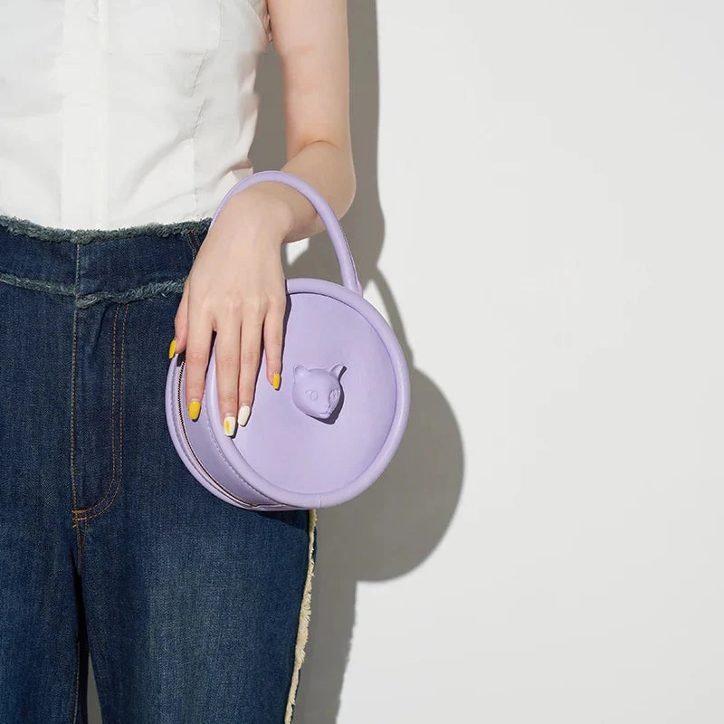 Roundabout Catface Leather Handbag - Image 5