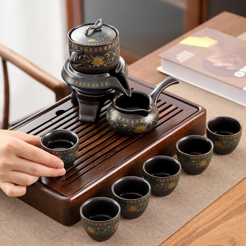 Royal Golden Porcelain Dragon Flow Tea Set - Image 3