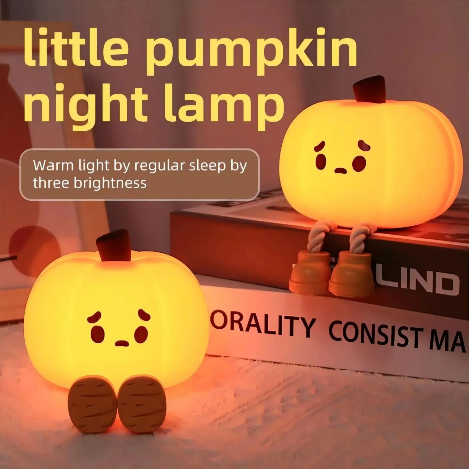 Sad Pumpkin Touch Sensor Lamp Decor - Image 3