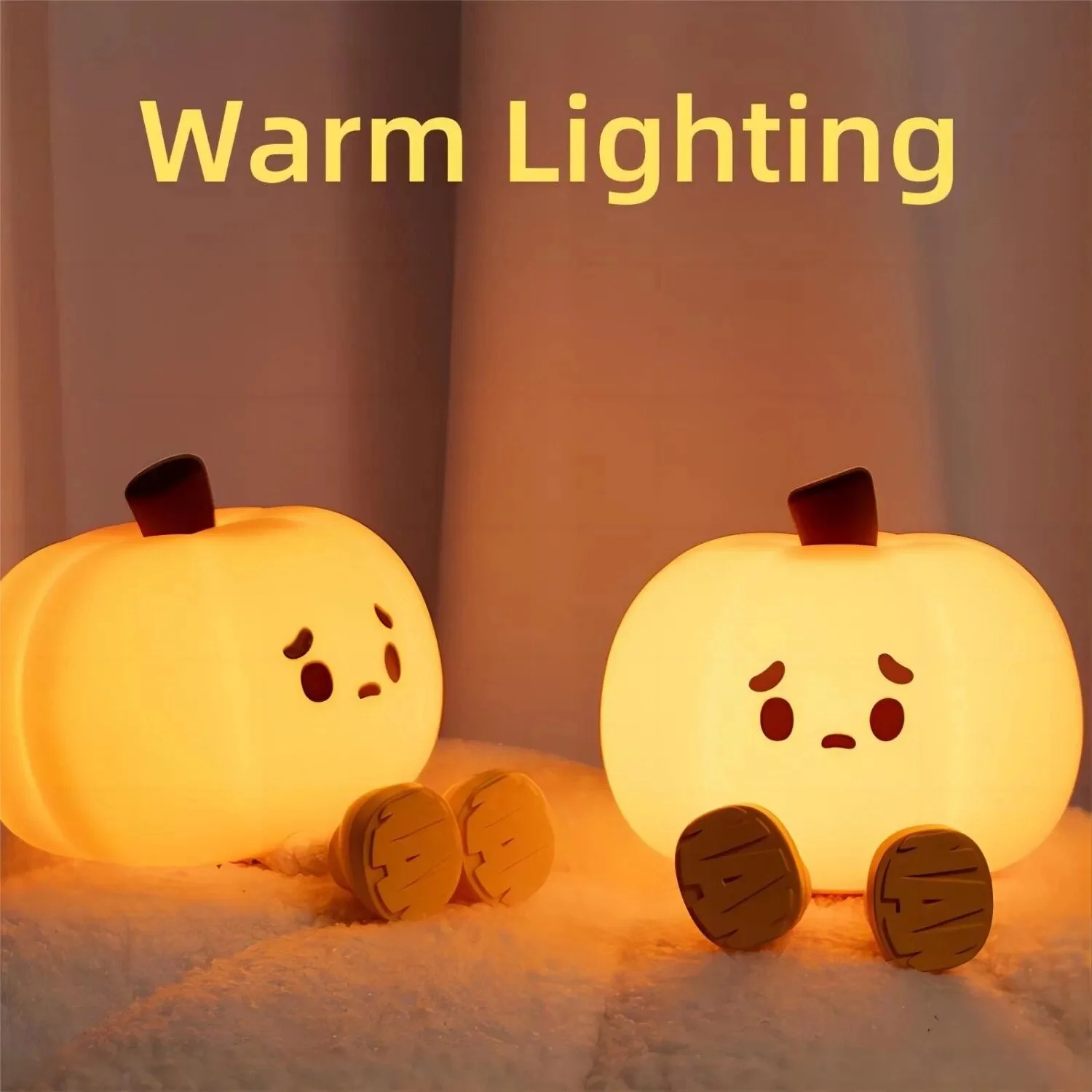 Sad Pumpkin Touch Sensor Lamp Decor - Image 6