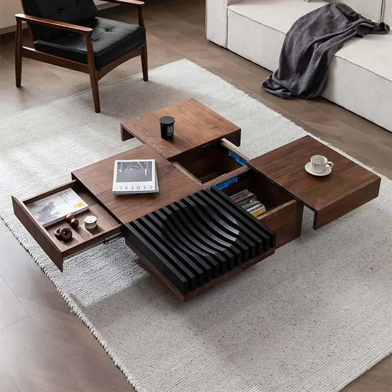 Sculpted Wave Centerpiece Wooden Coffee Table - Image 2