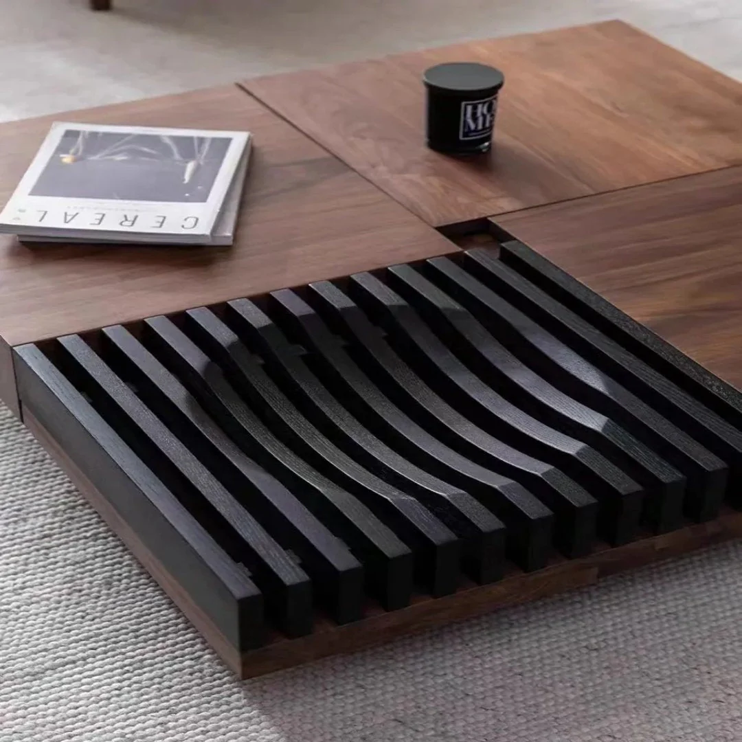 Sculpted Wave Centerpiece Wooden Coffee Table - Image 6
