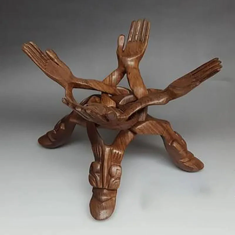 Serene Sculpture Wooden Luck Bearer Serving Platter - Image 5