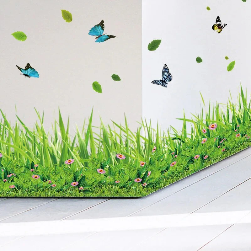 Serene Springtime Butterfly Green Grass Wall Stickers - Image 3