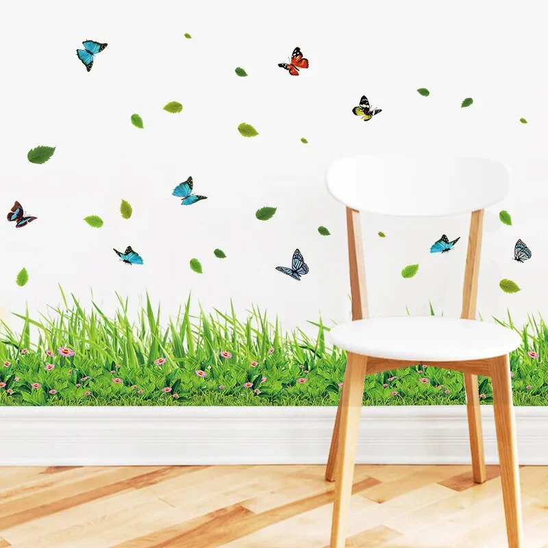 Serene Springtime Butterfly Green Grass Wall Stickers - Image 5