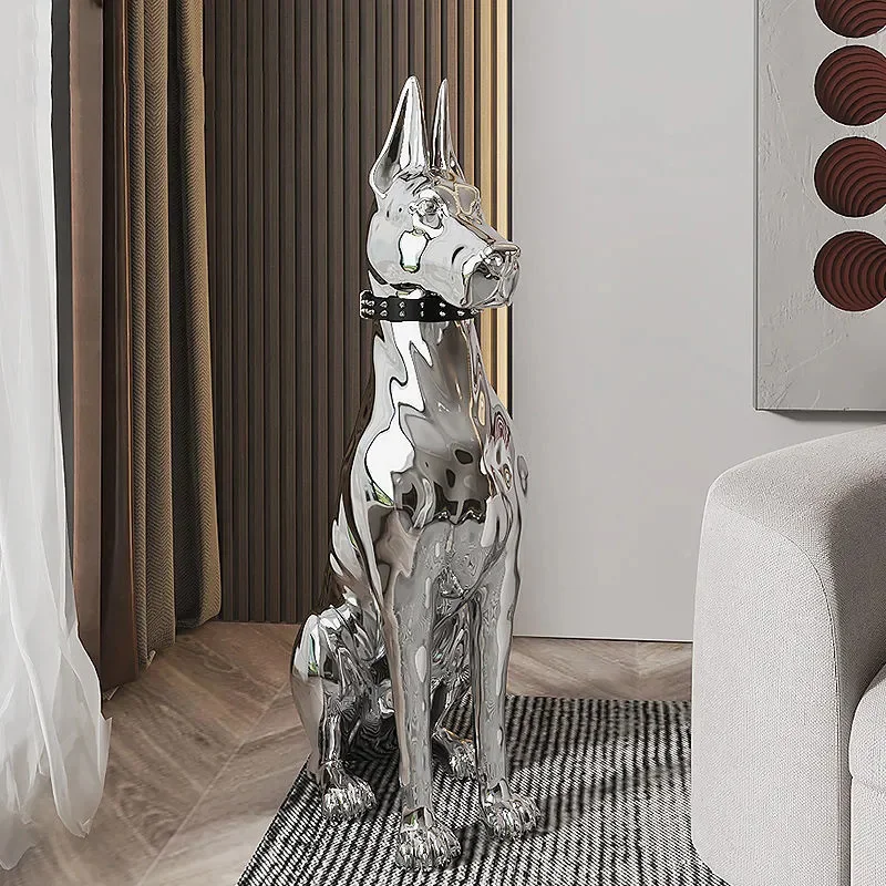 Shiny Doberman Elegant Floor Sculpture - Image 2