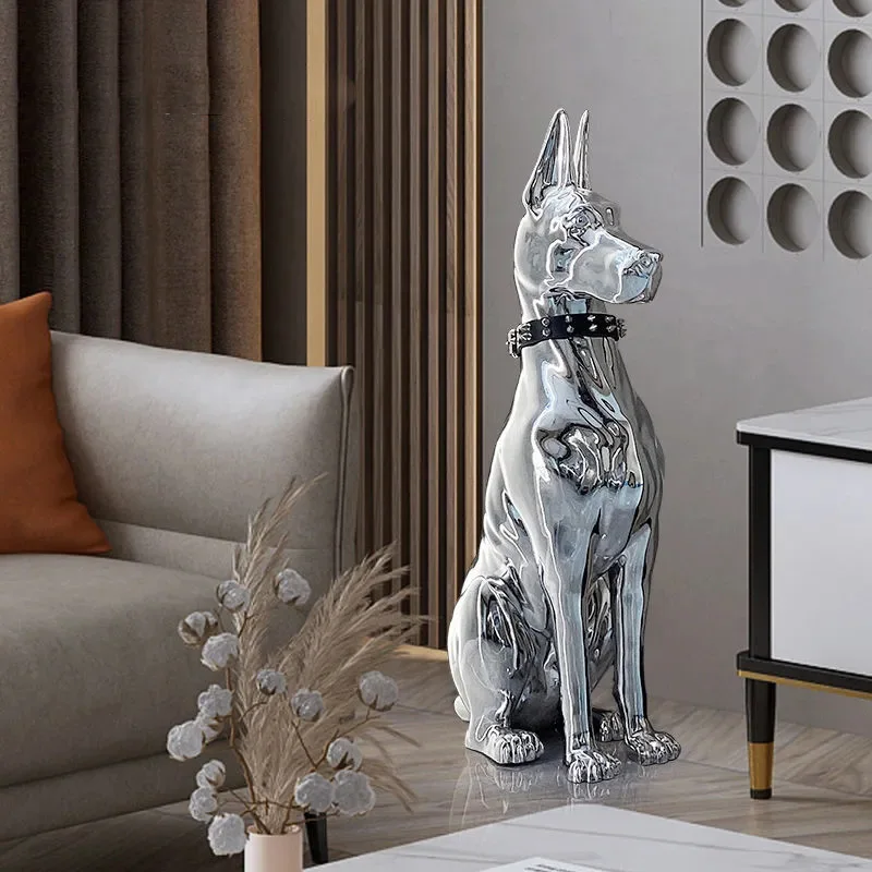 Shiny Doberman Elegant Floor Sculpture - Image 4