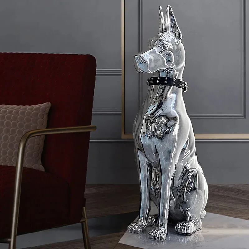 Shiny Doberman Elegant Floor Sculpture - Image 6