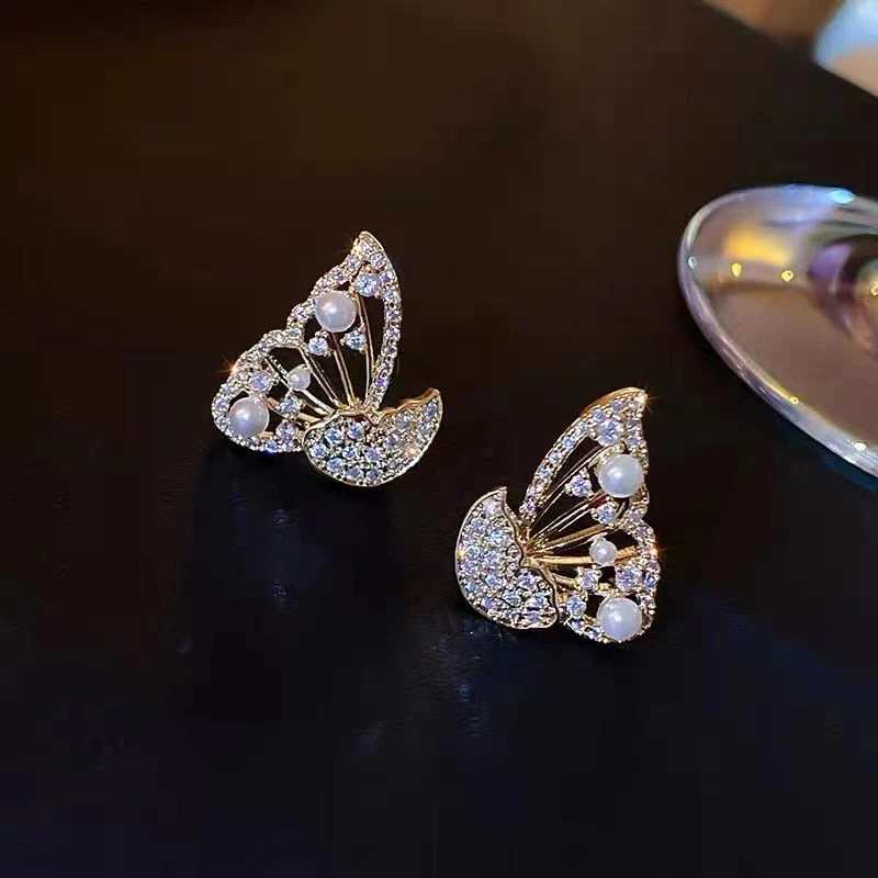 Shiny Zircon Korean Style Butterfly Chic Earrings - Image 6