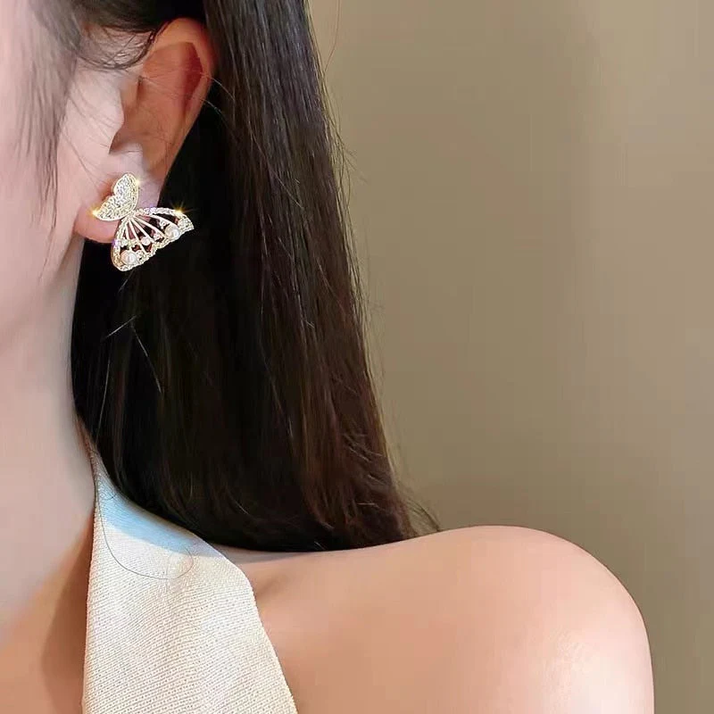 Shiny Zircon Korean Style Butterfly Chic Earrings - Image 7