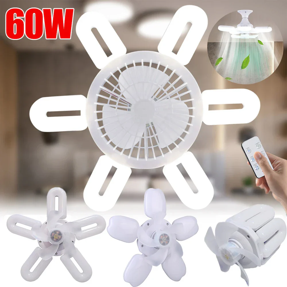 Silent Adjustable Remote Control Ceiling Foldable Fan Lamp - Image 4