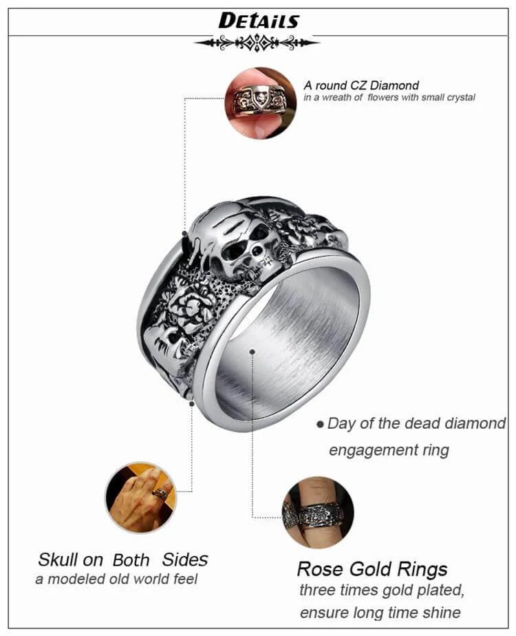 Silver Gothic Skull Unisex Rings - Image 4
