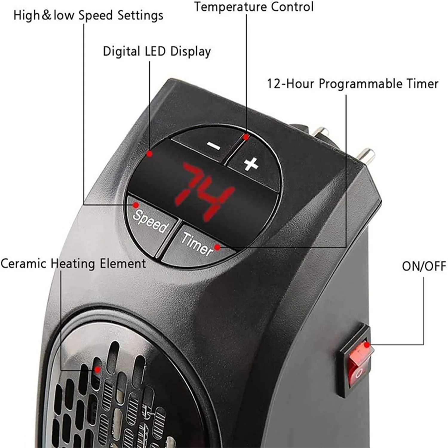Simple Electric Wall Socket Heater Fan - Image 5