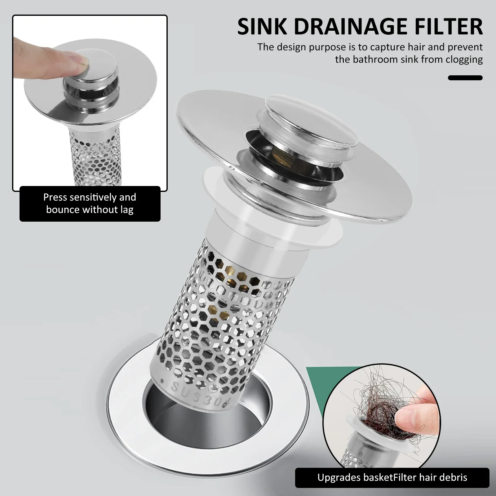 Sink Drain Anti-Odor Hair Catcher Filter - Image 3