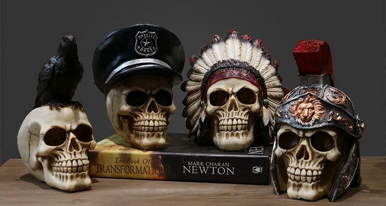 Skull Resin Skeleton Army Figurine Halloween Decoration - Image 36