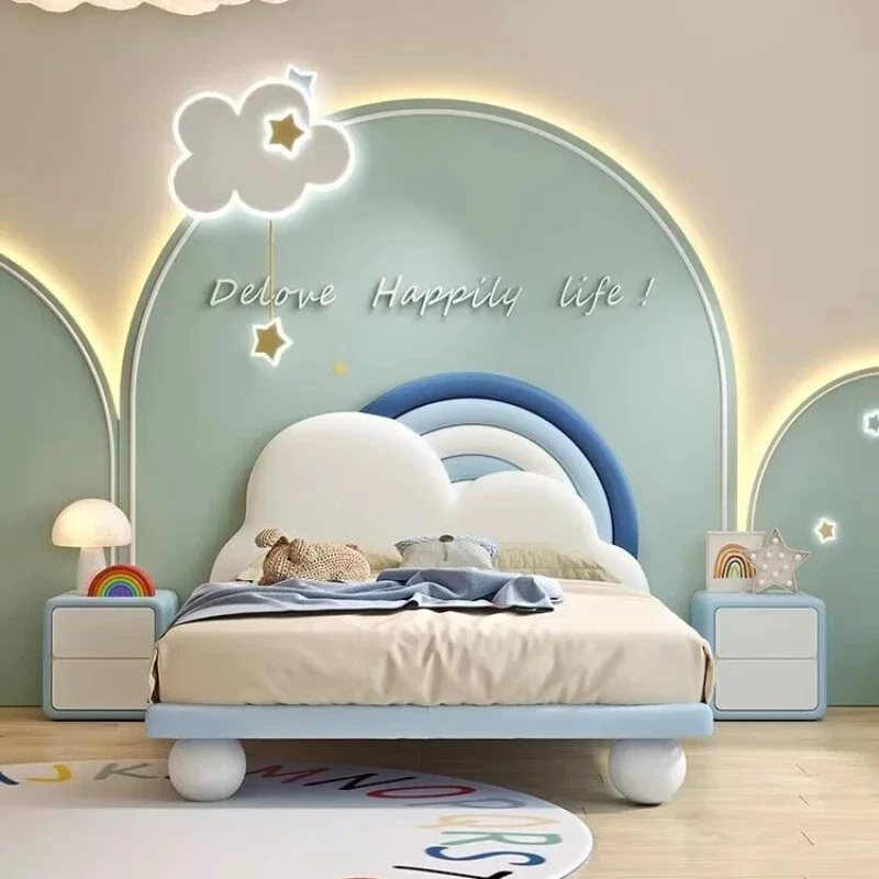 Sky Cloud Glow Soft Frame Rainbow Kids Bed - Image 2