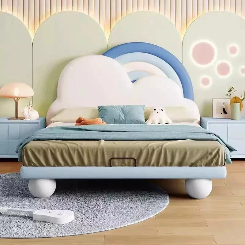 Sky Cloud Glow Soft Frame Rainbow Kids Bed - Image 3