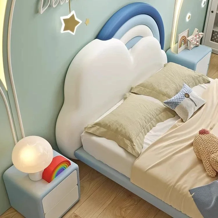Sky Cloud Glow Soft Frame Rainbow Kids Bed - Image 5