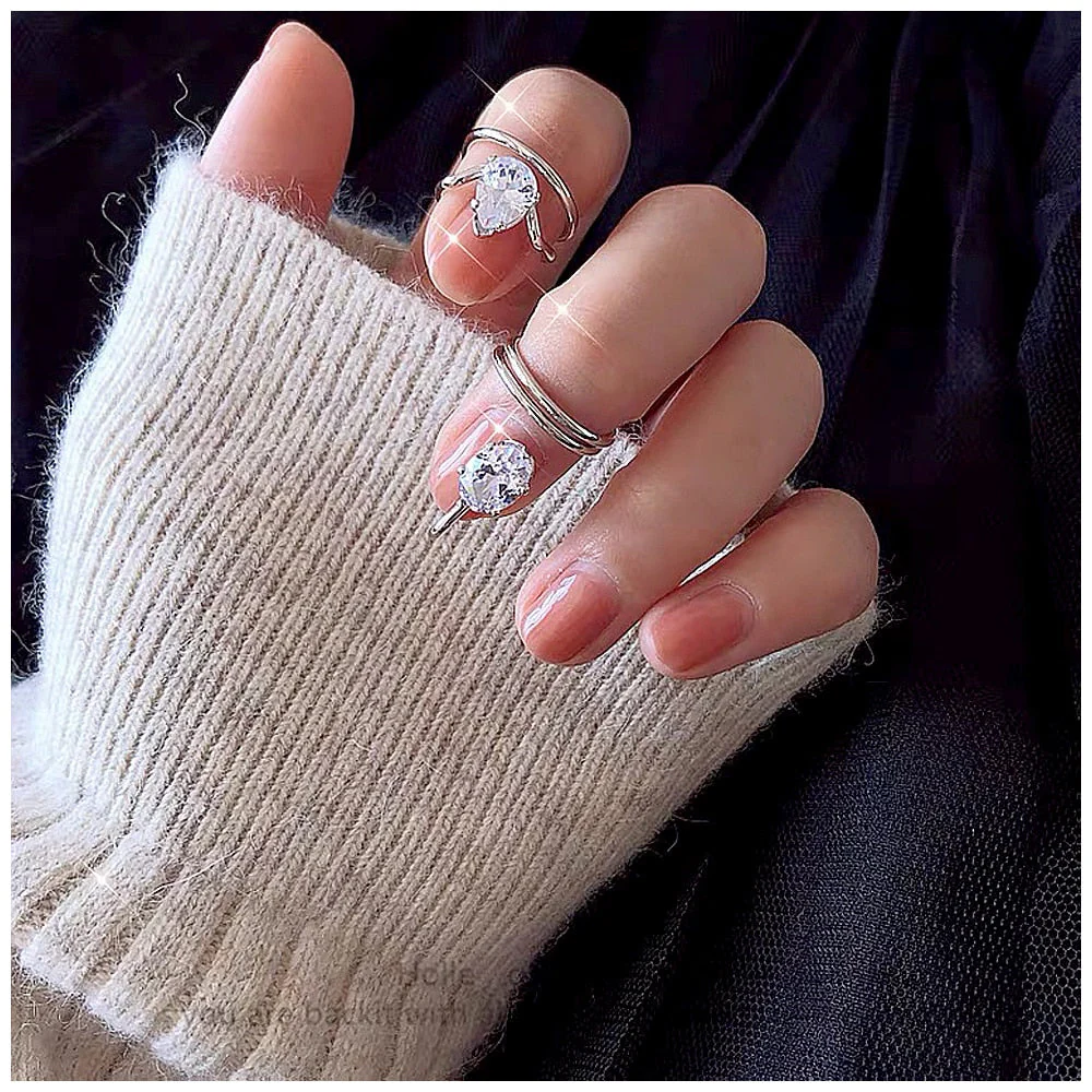 Sleek Line Gothic Metal Thin Nail Rings - Image 3