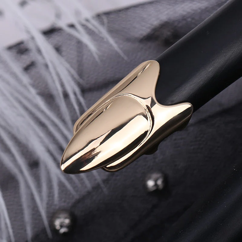 Sleek Line Gothic Metal Thin Nail Rings - Image 7