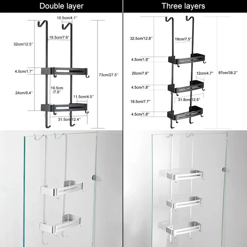 Sleek Shower Nail-Free Dual Layer Organizer Rack - Image 3