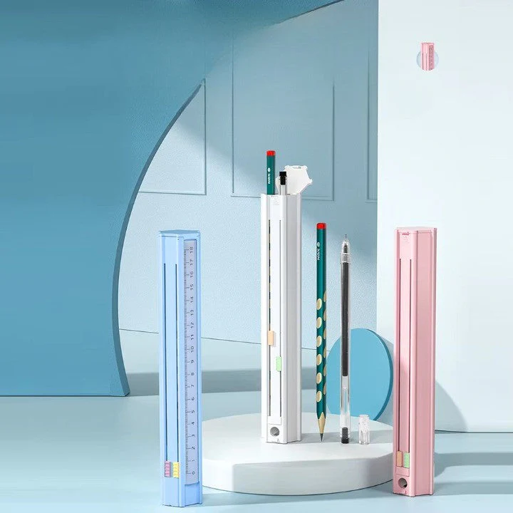 Slim Portable Multifunctional Ruler Pencil Holder - Image 2