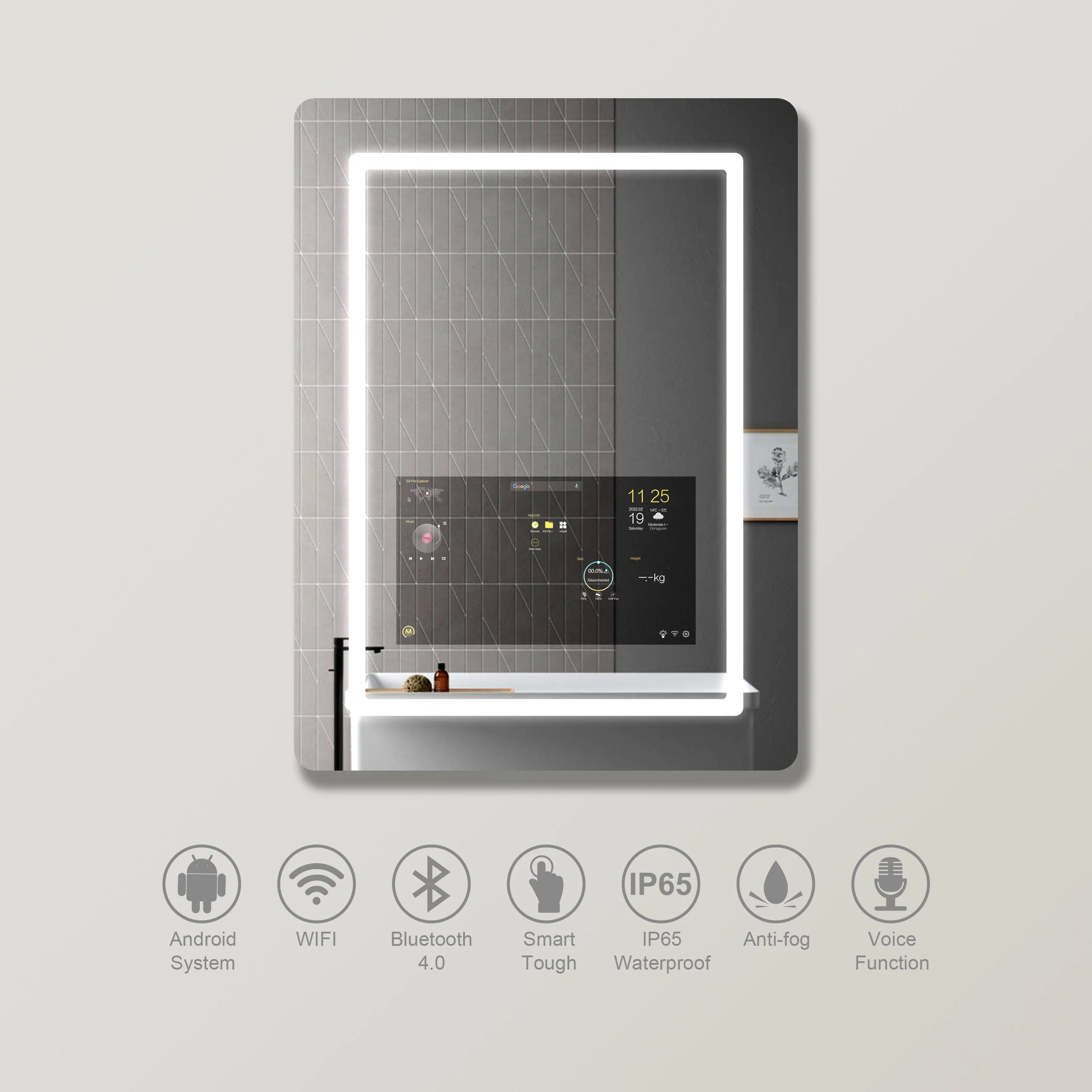 Smart Anti-Fog LED Wall Bathroom Mirror - Image 2