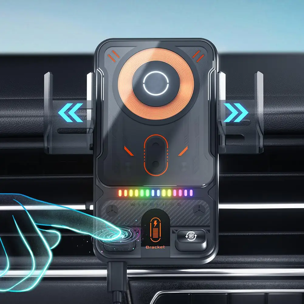 Smart Auto-Clamp Wireless Charger Car Phone Holder - Image 2