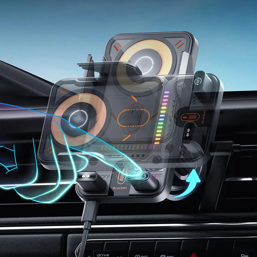 Smart Auto-Clamp Wireless Charger Car Phone Holder - Image 3