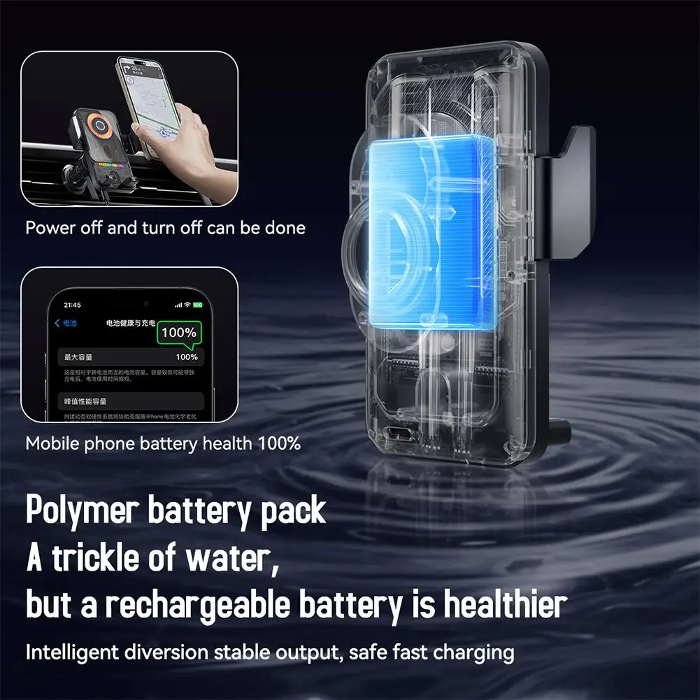 Smart Auto-Clamp Wireless Charger Car Phone Holder - Image 7