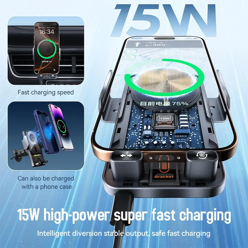 Smart Auto-Clamp Wireless Charger Car Phone Holder - Image 9