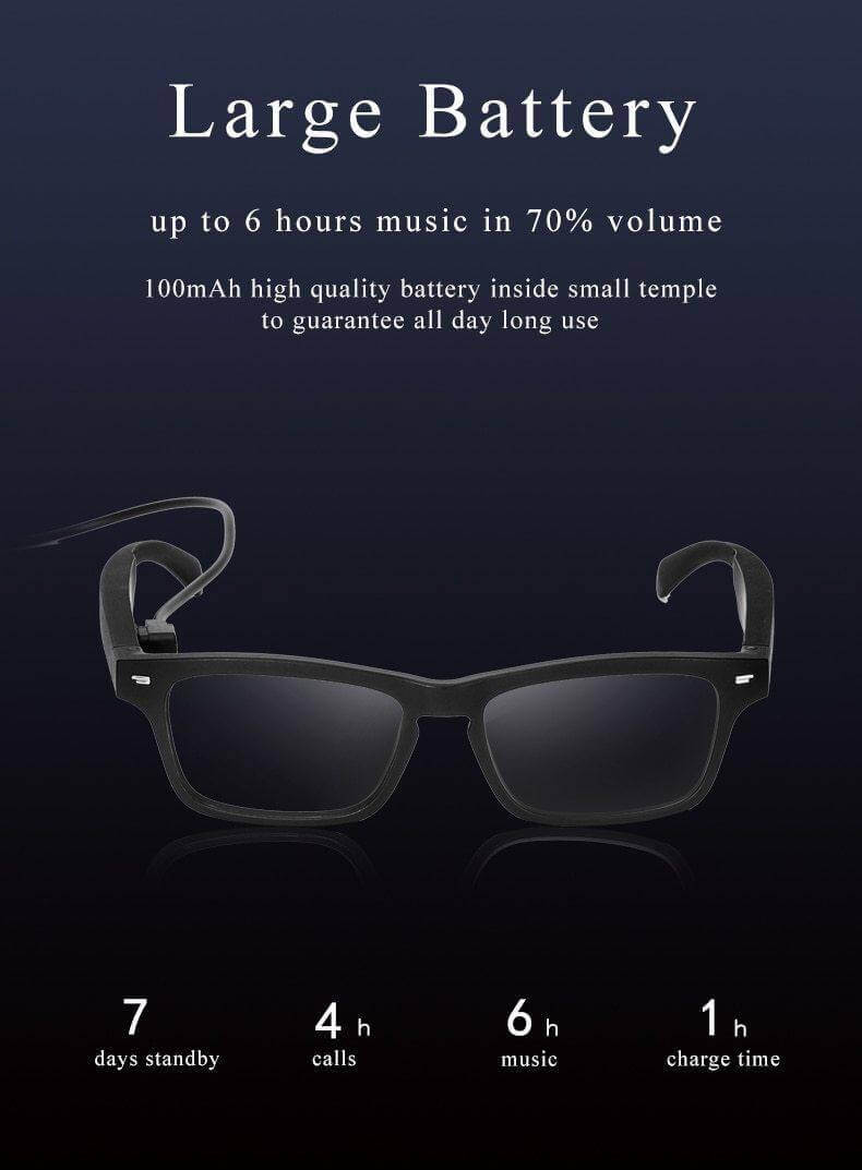 Smart Bluetooth Built-in Speaker Headset Glasses - Image 6