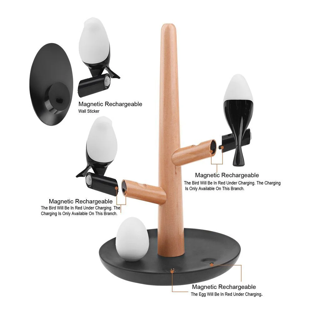 Smart Creative Chargeable Atmosphere Tree Bird Lamp - Image 5