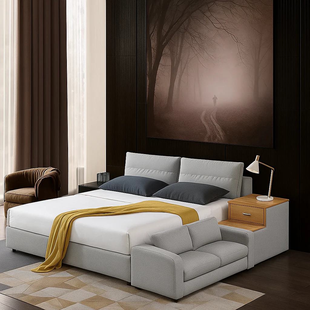Smart Living Adjustable Built-in Desk Station Sofa Bed - Image 2
